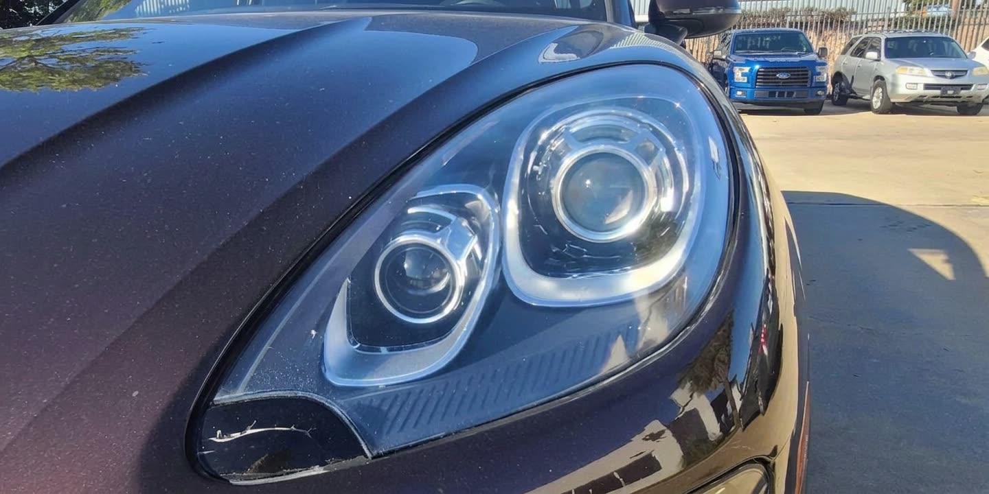 Porsche headlight after restoration in Houston
