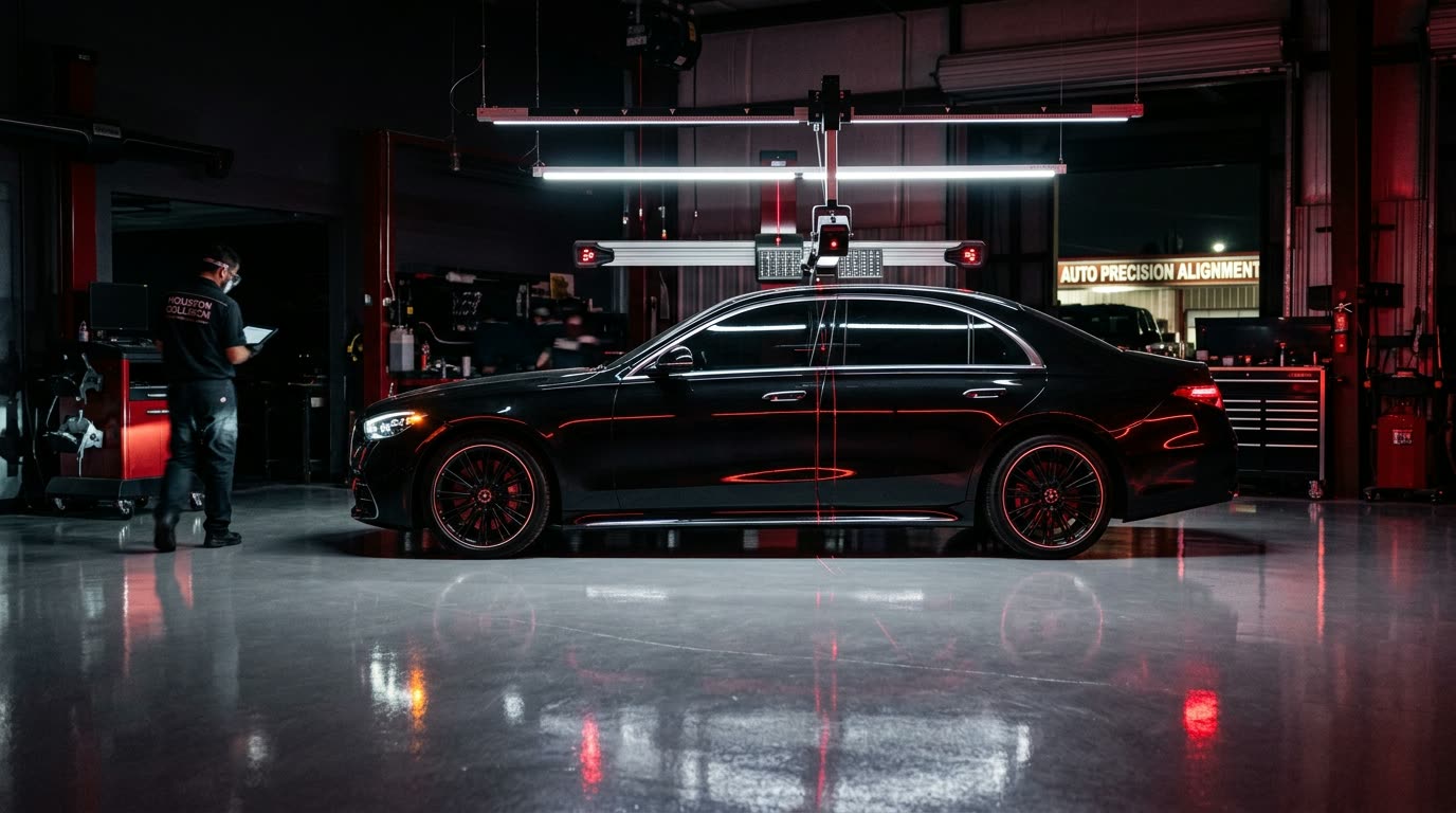 Houston collision repair shop interior background