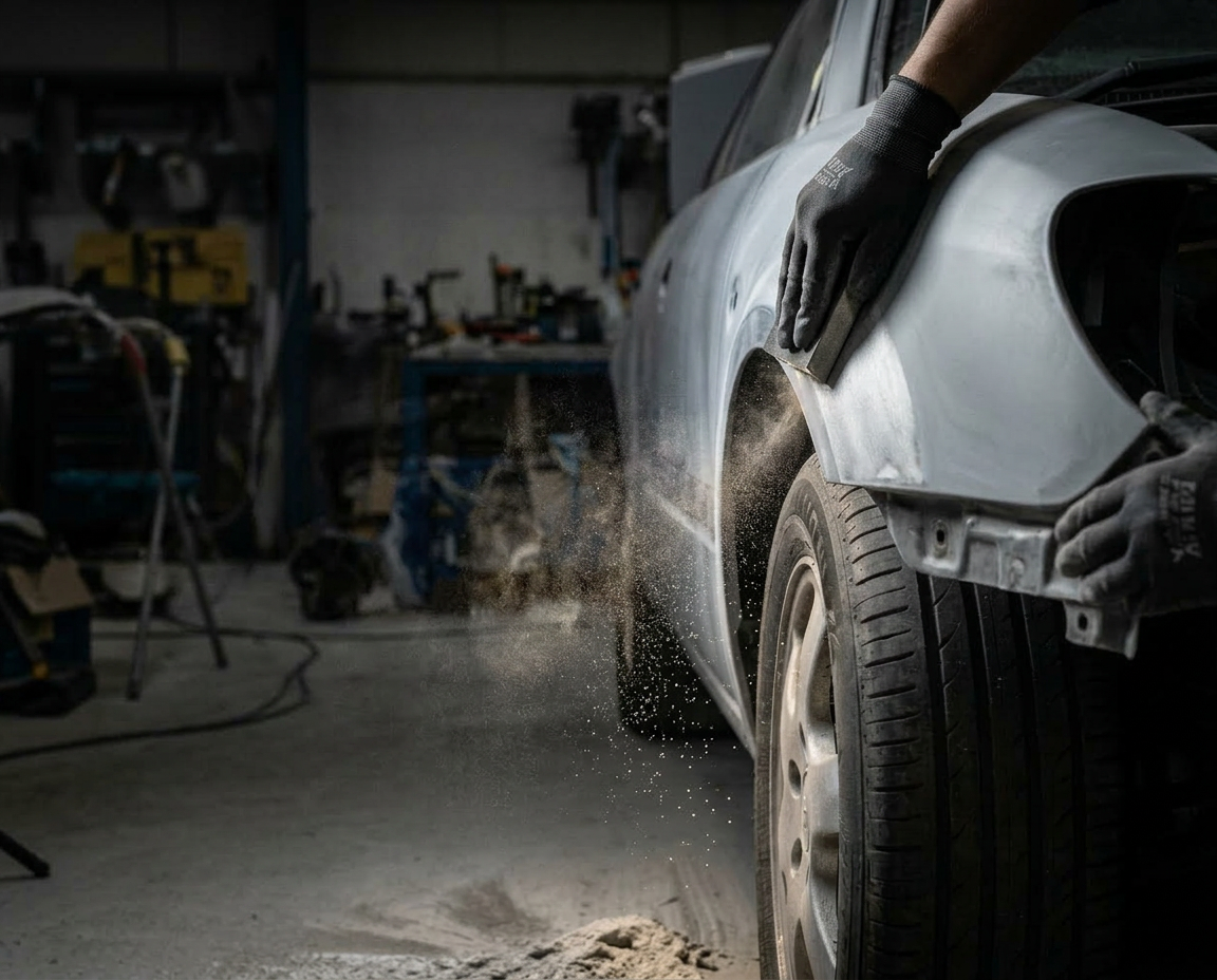 Auto body panel sculpting at Houston auto body shop