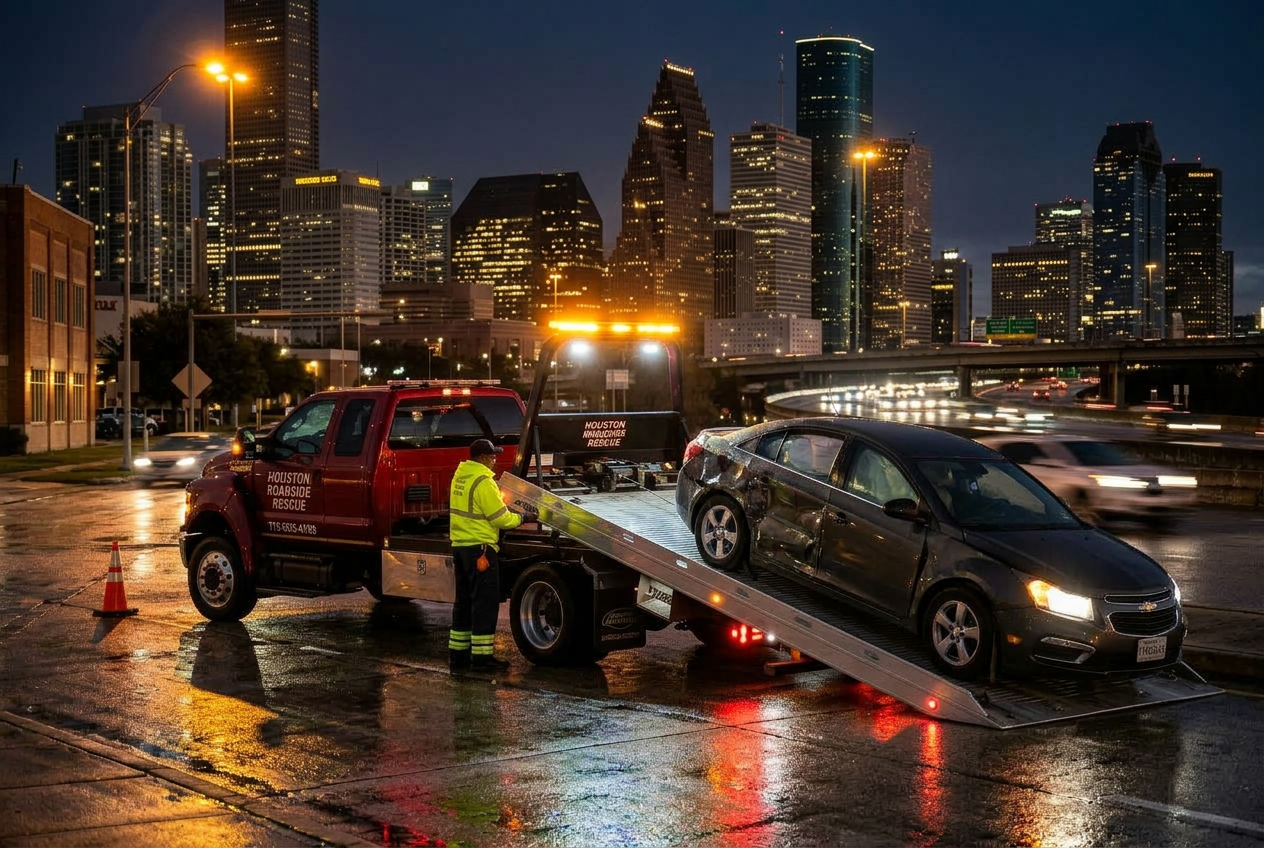 24/7 free accident tow truck dispatch in Houston